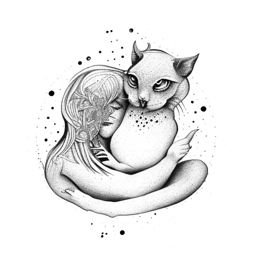 mother hug, magician, free spirit tattoo design idea