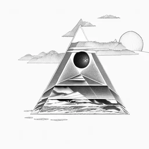 2D classic prism that looks like Pink Floyd's and to symbolize the unknown and personal development tattoo design idea