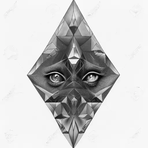 a prism with a beautiful face in it in 2D that symbolizes the beauty of life, personal growth and the unkown tattoo design idea