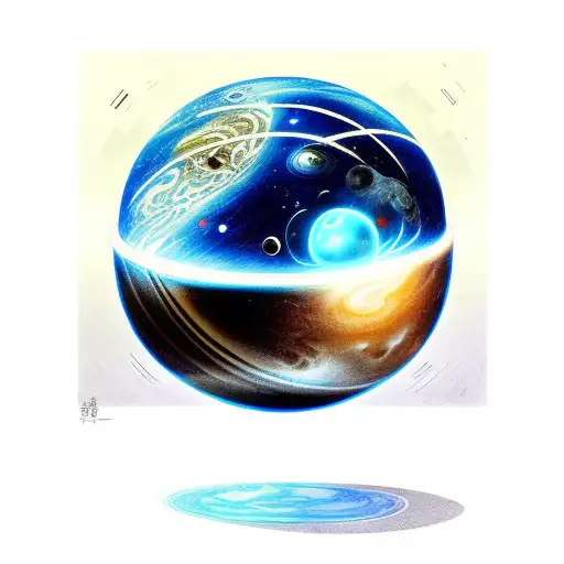 An orb in which space and universe exist and its mystery, the unkown and the urge to dicsover tattoo design idea