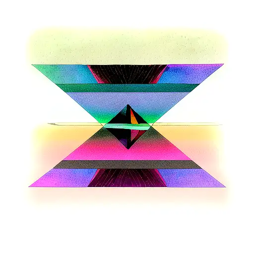 2D minimalistic classic prism that looks like Pink Floyd's album cover "The Dark Side Of The Moon" with light colouring tattoo design idea