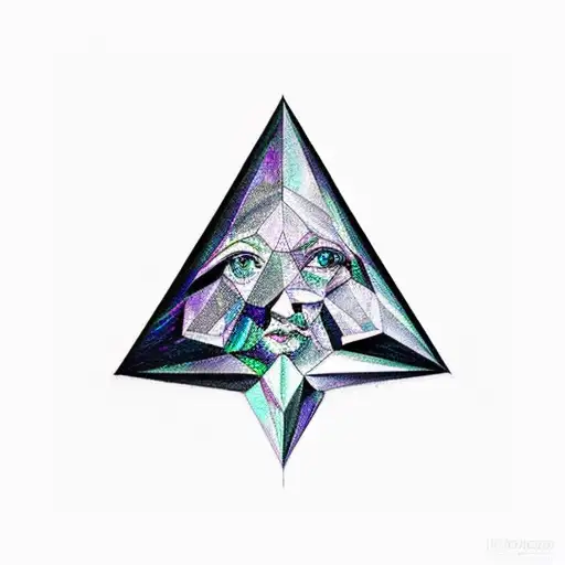 A prism with a beautiful face in to symbolize the unkown, the beauty of life and curiosity tattoo design idea