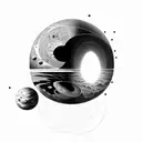 An orb in which space and universe exist and its mystery, the unkown and the urge to dicsover tattoo design idea