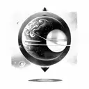 An orb in which space and universe exist and its mystery, the unkown and the urge to dicsover tattoo design idea