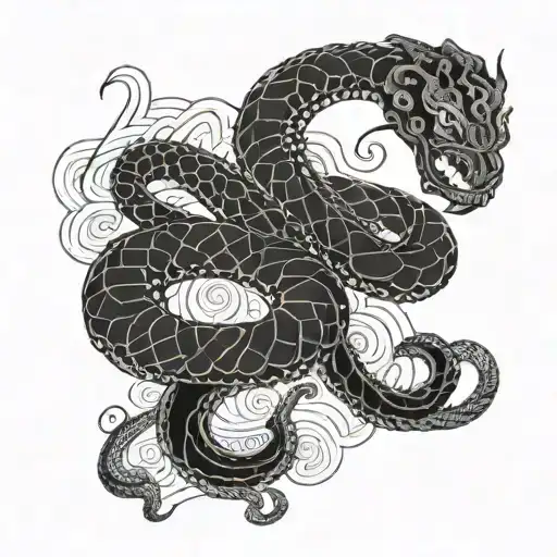 A snake is coiled around Samantabhadra Bodhisattva tattoo design idea