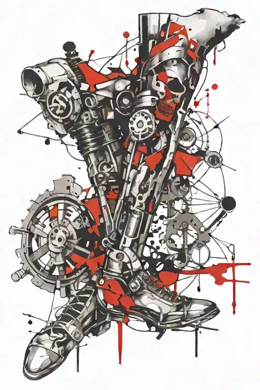 mechanical leg tattoo tattoo design idea