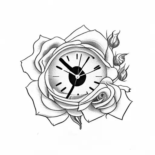clock saying 8pm with the date oct 11 with roses tattoo design idea