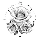 clock saying 8pm with the date oct 11 with roses tattoo design idea