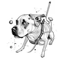 A dirt bike jumping over a pit bull tattoo design idea