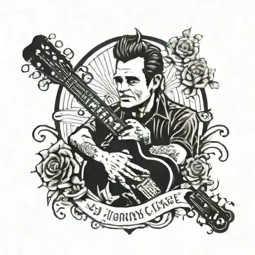 Memorial Tattoo for my Best Friend Andrew who was born 1/14/1978 and died 8/12/2016.  He loved johnny cash tattoo design idea