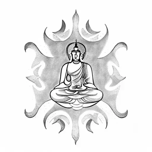 Buddhism Religion Symbol Belief Illustration, Buddhist Tattoo, monochrome,  symmetry, black png | PNGWing