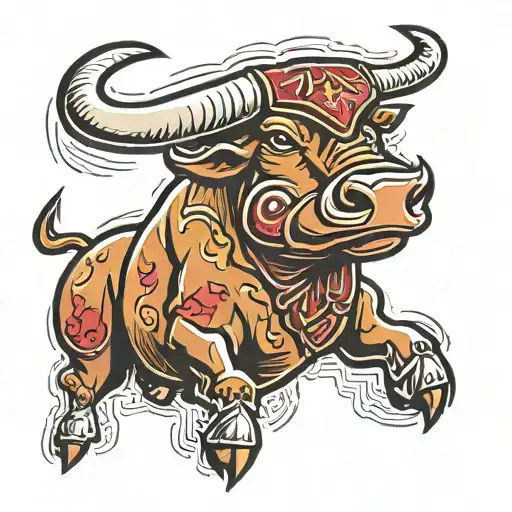 AZÉ14 logo in front of a bull NFL team tattoo design idea