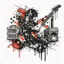 2D gorillaz tattoo design idea