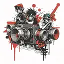 2D gorillaz tattoo design idea