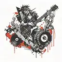 2D gorillaz tattoo design idea