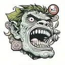 2D gorillaz tattoo design idea