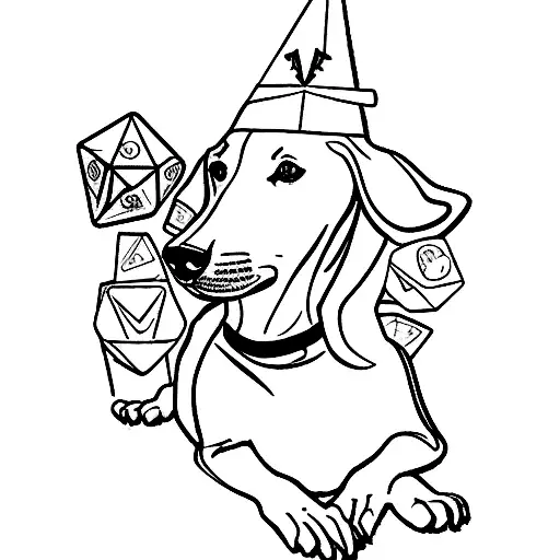 Dachshund and dnd tattoo design idea