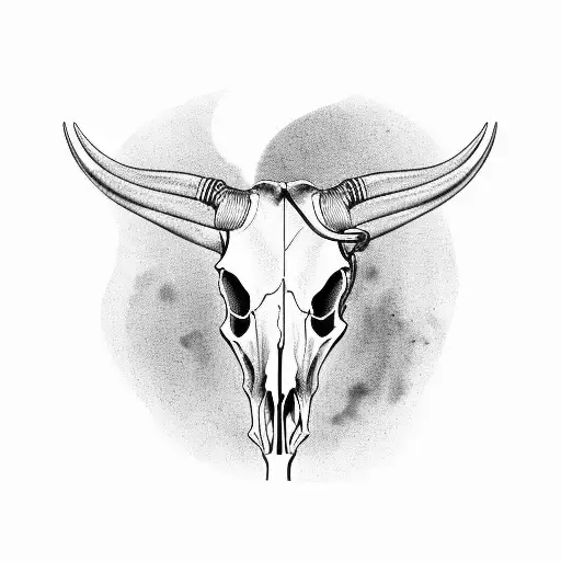 The number 73 incorporated into a cow skull with a big apple in the background tattoo design idea