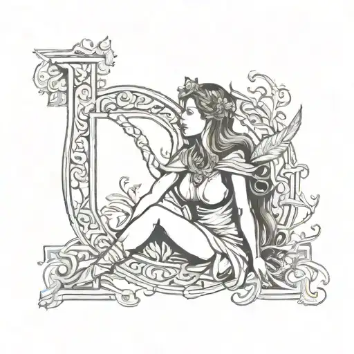 invictus, free spirit, determined, strong-willed woman with letter A & C  tattoo design idea