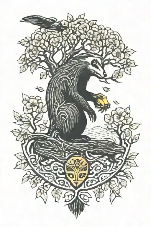 tree of life with a honey badger tattoo design idea