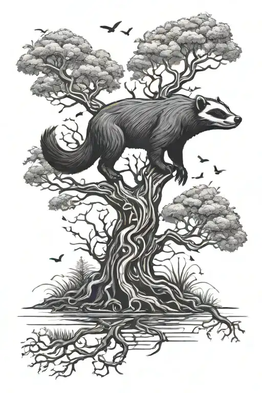 tree of life out of a honey badger tattoo design idea