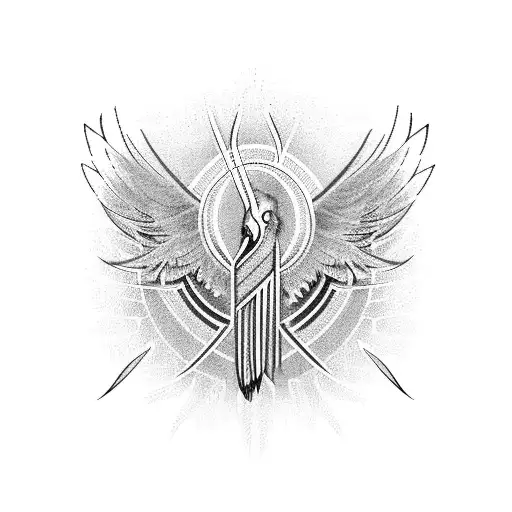 Phoenix spread out with cancer ribbon hidden in the feathers  tattoo design idea