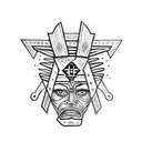 aztec witchdocter with an aztec warrior and aztez woman tattoo design idea