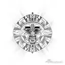 aztec witchdocter with an aztec warrior and aztez woman tattoo design idea