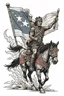 war horse boarded by a native man from asia holding the flag of the Philippines  tattoo design idea