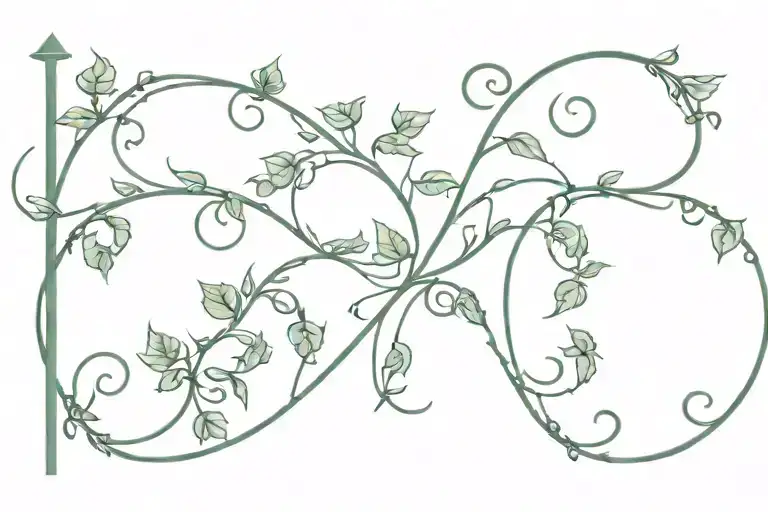big simple ivy vines growing shaped like Grécourt Gates tattoo design idea