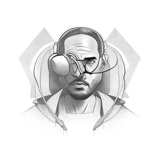 Portrait of duki with a trap beat visualized tattoo design idea