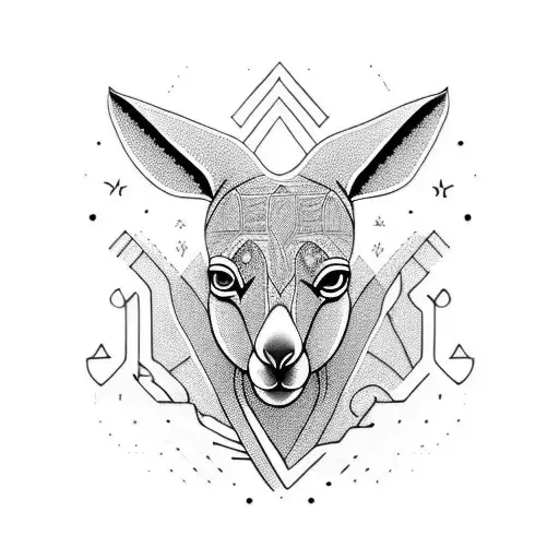 kangaroo in aboriginal style tattoo design idea