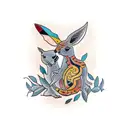 kangaroo in australian aboriginal style tattoo design idea