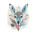 kangaroo in australian aboriginal style tattoo design idea