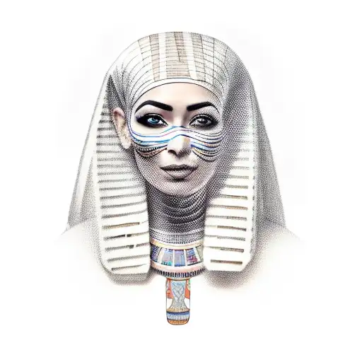 egypt Female mummy with bandage in front of the face.  tattoo design idea