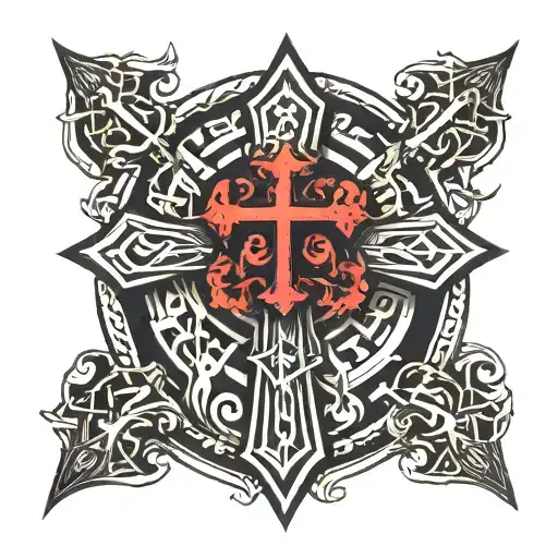 crosses and cyber sigilism tattoo design idea