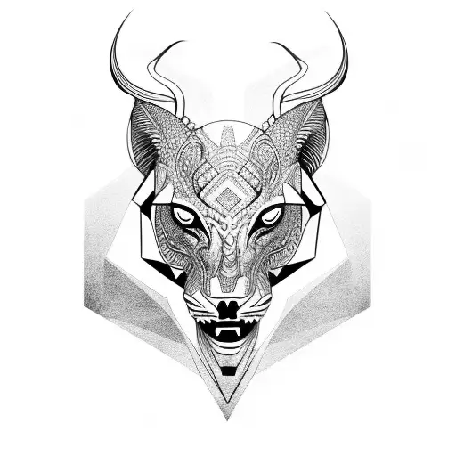 minimalistic realistic wild animal, futuristic details, hyper details tattoo design idea