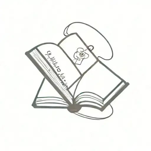 A minimalist design of an open book with a wise quote, representing wisdom and knowledge tattoo design idea