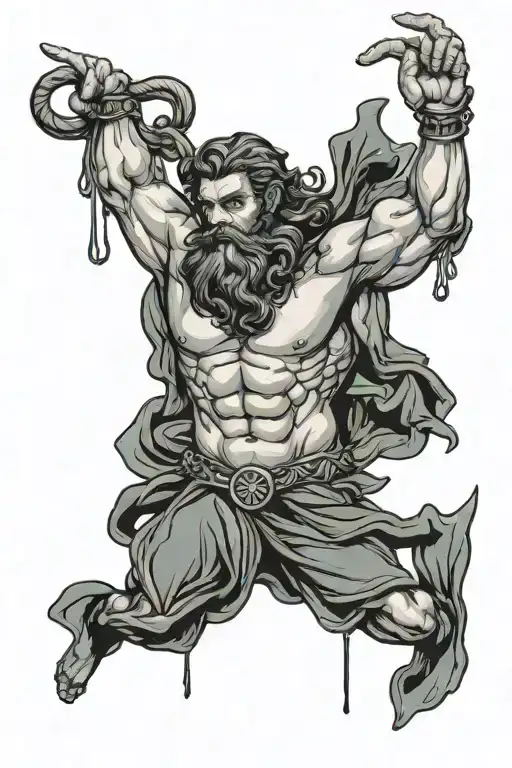 pinup male Poseidon tattoo design idea