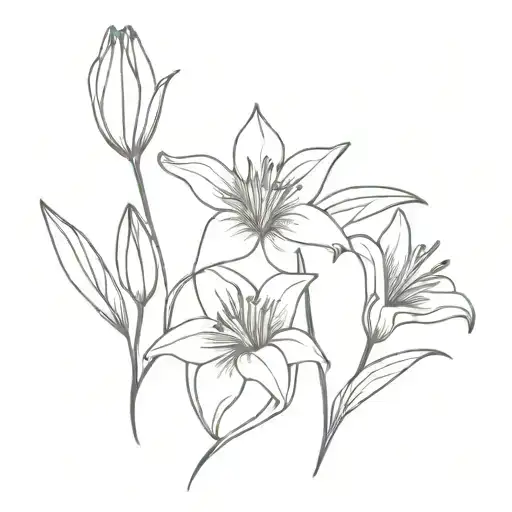 lilies and tulips tattoo design idea