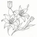 lilies and tulips tattoo design idea