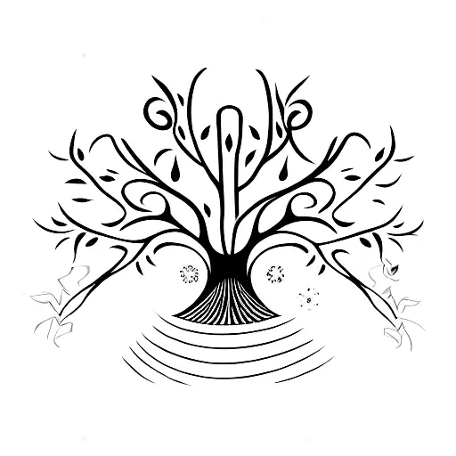 Sankofa symbol with the tree of life tattoo design idea