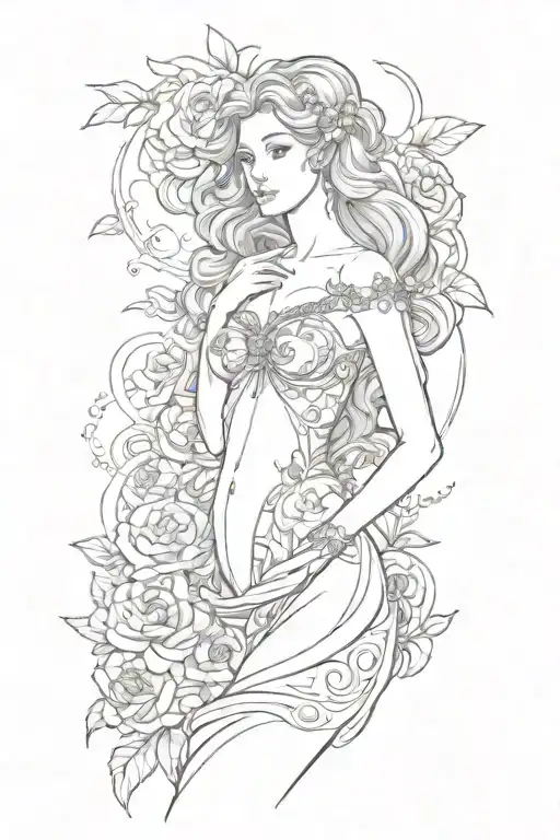 full body Aphrodite realistic sexy girl shoulder tattoo tattoo design idea