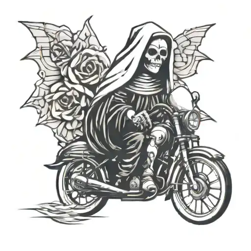 Spooky evil nun with biker tattoos tattoo design idea