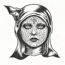 Spooky evil nun face tattoo design idea