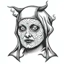 Spooky evil nun face tattoo design idea