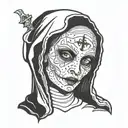 Spooky evil nun face tattoo design idea