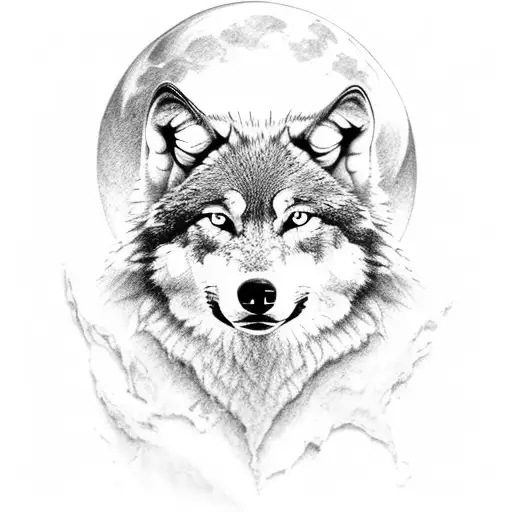 Wolf Sonne mond nordische Mythologie realistisch detailgetreu tattoo design idea