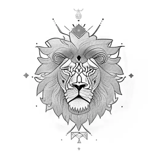A shield adorned with a lion's head in the center, surrounded by clock hands pointing to significant times in your life tattoo design idea