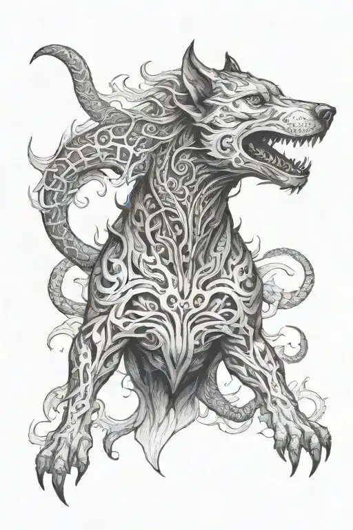 hell hound tattoo design idea
